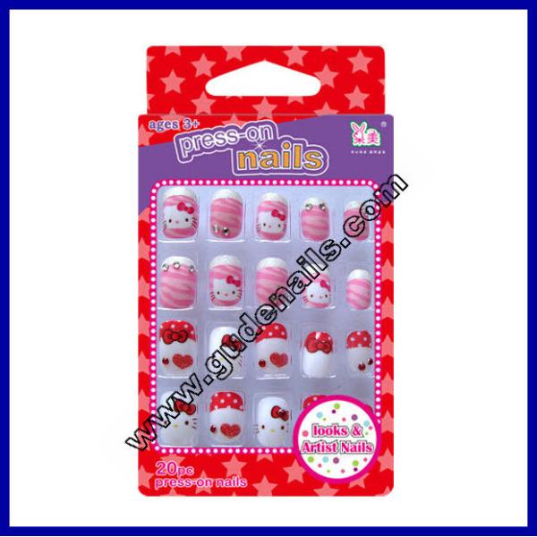 Hello kitty natural Fingers Fake Nails For Kids / artificial nail tip