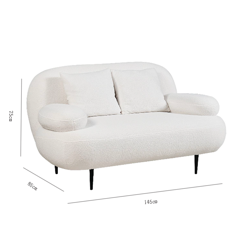 Luxury Double Seat Framed Sofa Modern Eco-Friendly Tufted Lamb Wool Fabric Sponge Leisure Straight Row Living Room Villa