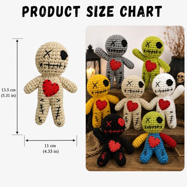Crochet Voodoo Doll Set Halloween Plush Decorations Handmade Style Spooky Party Decor Goth Room Ornament Festival Display Stuffed Yarn Doll for Haunted House Carnival Cosplay Gifts