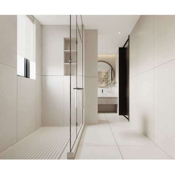 High Density Non Slip Indoor Tiles Stain Resistance Cream White Tiles Waterproof