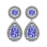 1,57 Ctw I2/I3 Tanzanite natural y 14K Rose Gold Earrings