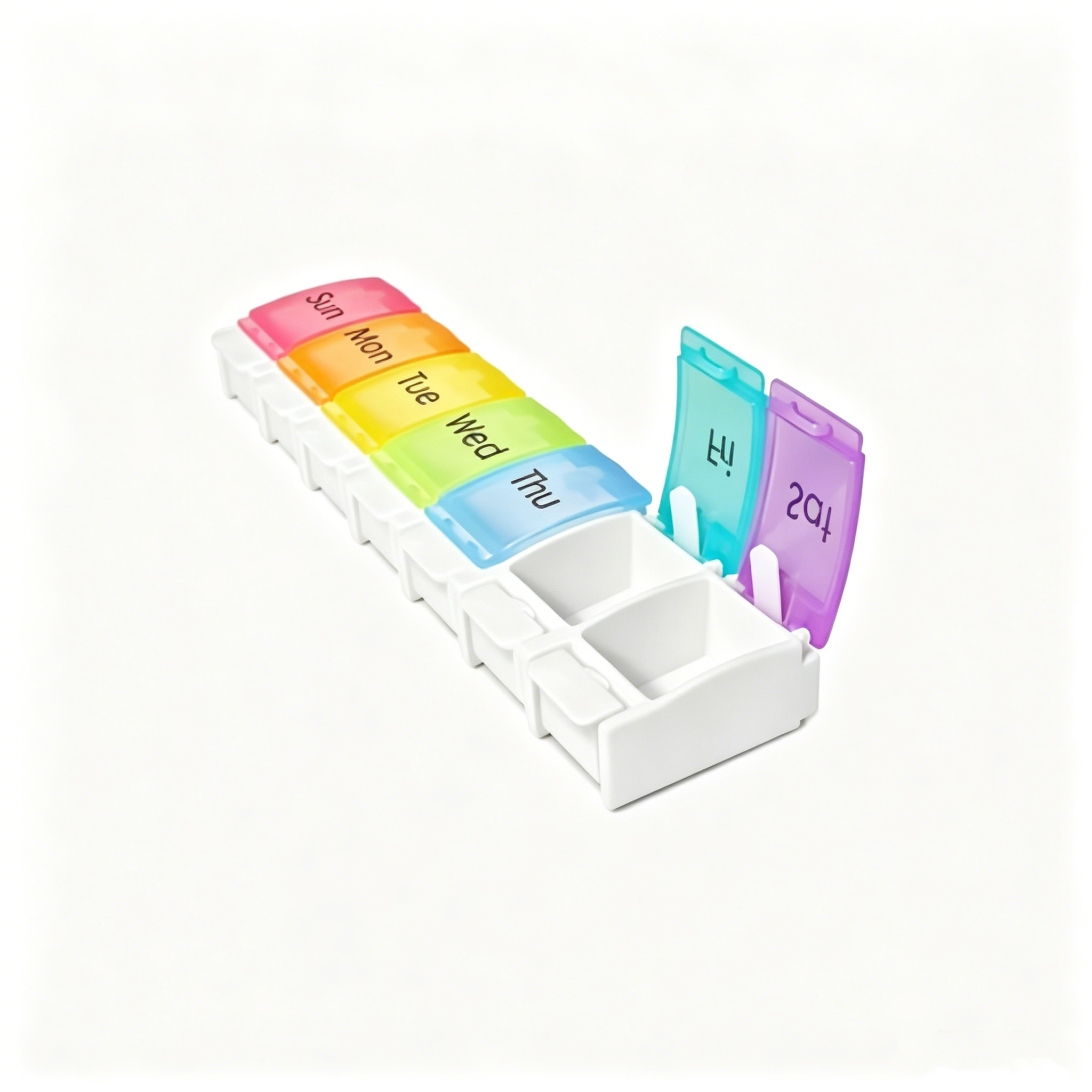Weekly Pill Organizer Arthritis Friendly, BPA Free Travel 7 Day Pill Box Case with Spring Open Design and Large Compartment to Hold Vitamins, Cod Liver Oil, Supplements and Medication