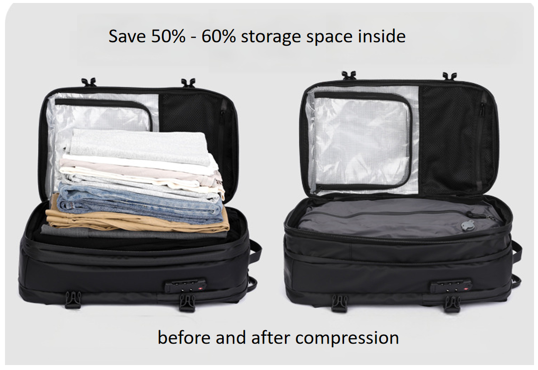 Business Travel Backpack With Vacuum Compression Storage Compartment Multifunctional Laptop Backpack Customized