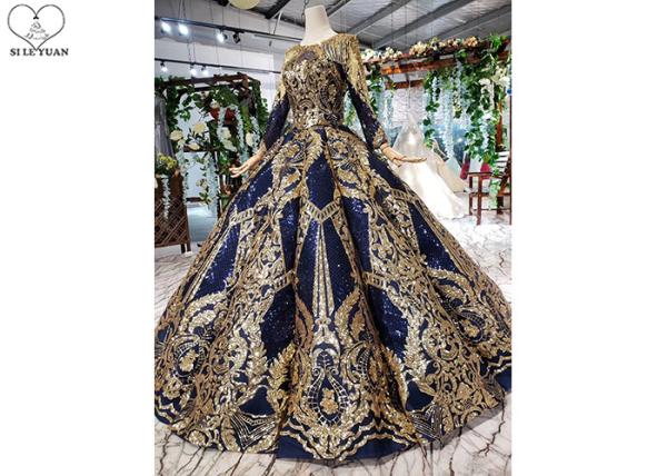 Luxury Navy Blue Tailor Made Prom Dresses Floor Length Beads Tassel Sparkly Lace