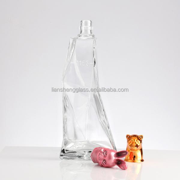 Garrafa de vidro para Gin Vodka Whisky Tequila Liquor com rolha Cor de garrafa personalizada