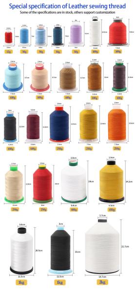 100% Polyester Chemical Resistance Sewing Thread for Leather 30g Strength Polyester