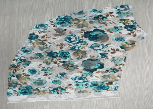 Elegant Digital Printed Green Flower Stretch Lace Fabric For Home Textile