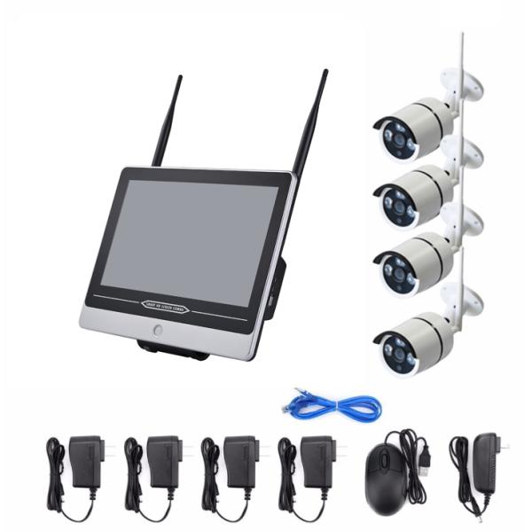 Waterproof 4 Channel Wireless Cctv System , 4 Camera Cctv Kit 2.4G Wireless NVR