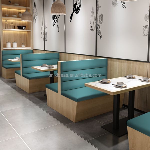 Hot Sale Commercial Cafe Restaurant Furniture Tea House Coffee Shop Wood Booth Seating Table and Chair Set for Hotel Bistro