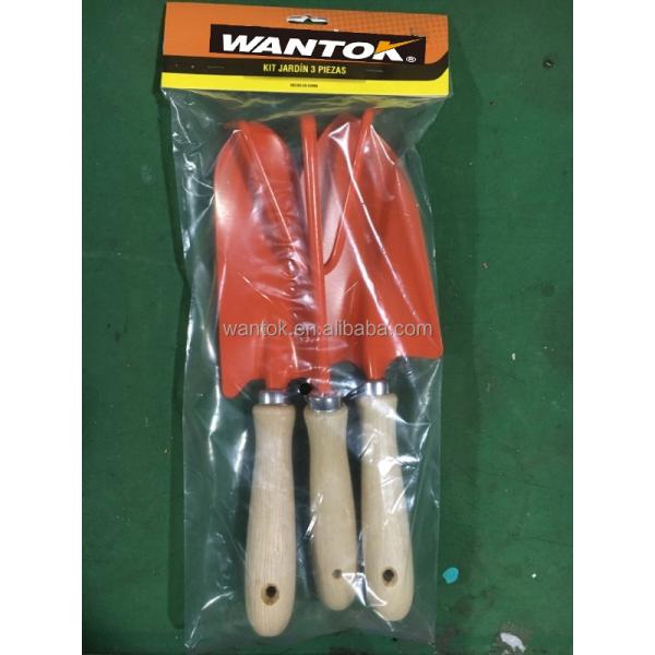 Essential GARDEN TOOL SET 3PCS Wooden Handle Mini Shovel/Rake/Spade for Flower Plants