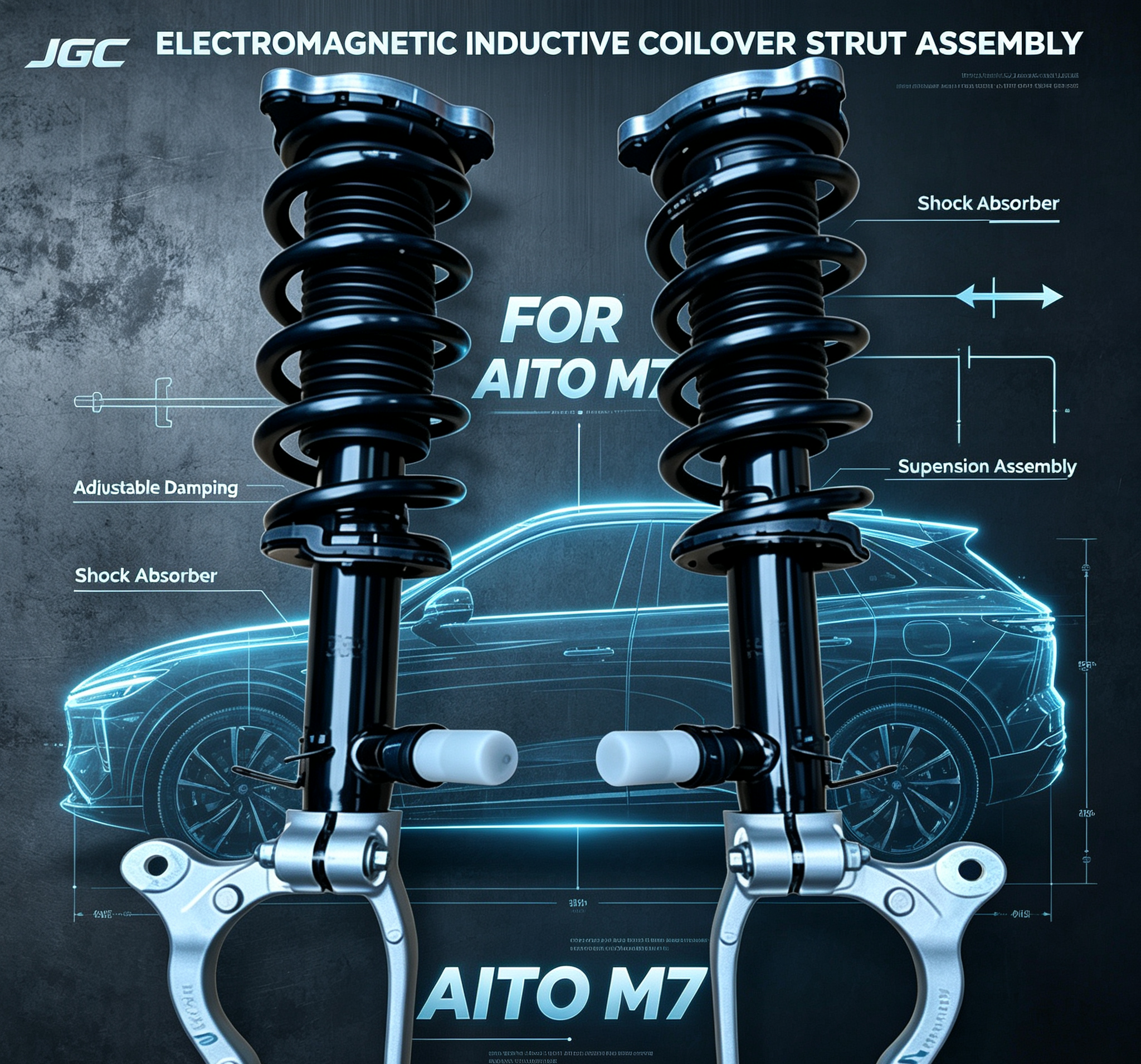 104436300FElectromagnetic Inductive Front Coilover Strut Assembly with Adjustable Damping Shock Absorbers for AITO M7 Vehicle Suspension