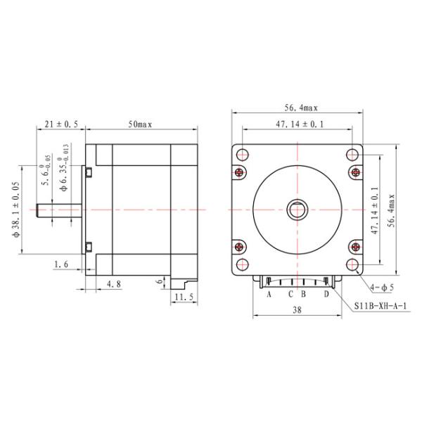 1.8° Гибридный NEMA 23 шаговый мотор 1.01N.m 2.8A для медицинских изделий