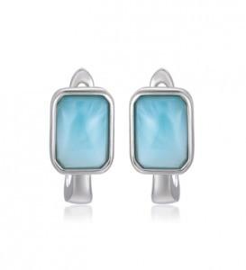 Gemstone Larimar Silver Jewelry Mini Diamond Teardrop Earrings