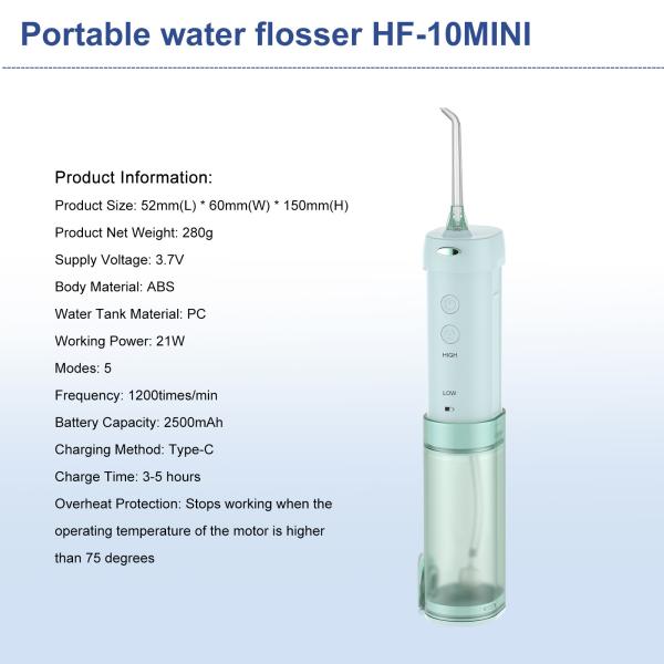 IPX7 Grade Mini Water Jet Flosser Mouth Cleaner 5 Modes With 200ml Water Tank