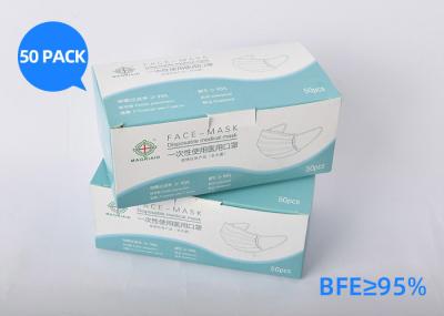 Eco Friendly Fliud Resistant Surgical Mouth Mask , CE 3 Ply Disposable Face Mask