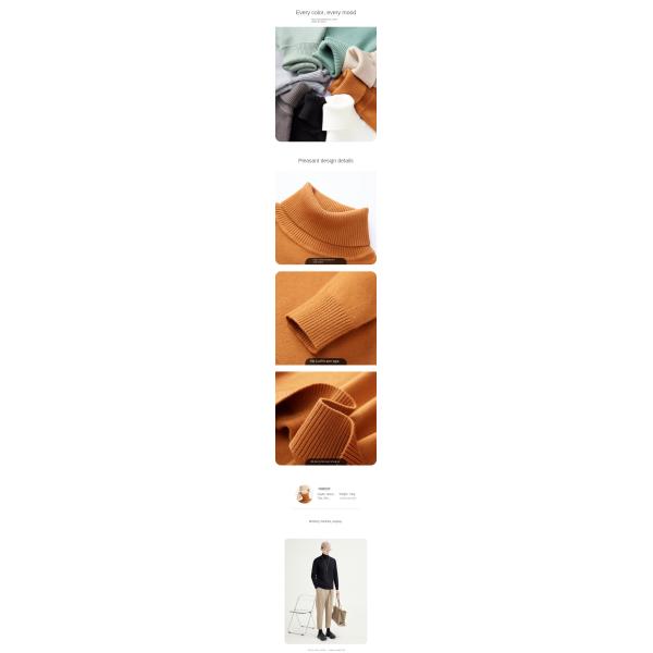 Spring Knitwear High Neck Sweater for Men Windproof Inner Wear Blouse Bottoming Shirt