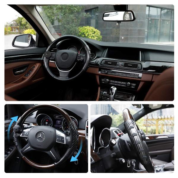 Anti Slip Pu Breathable Car Steering Wheel Cover 25 X 207mm Matte Black Color