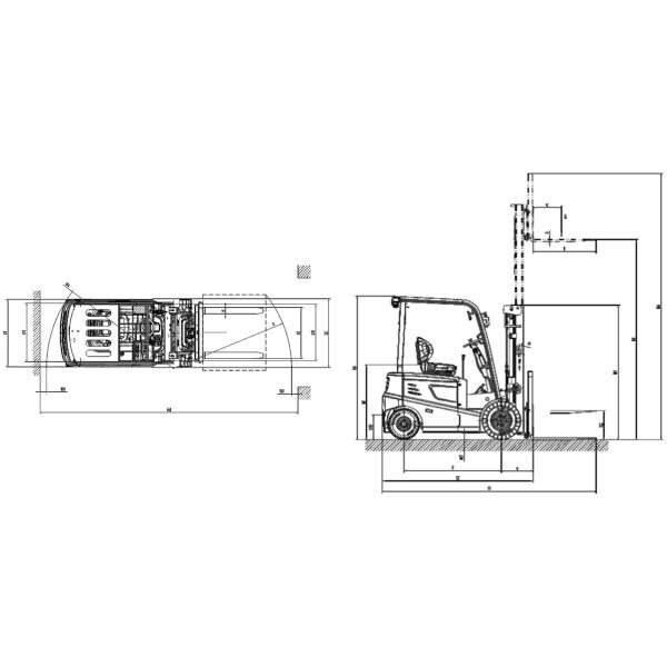Contre-balance Camion de levage 2000 kg Hauteur de levage 3000 mm électrique