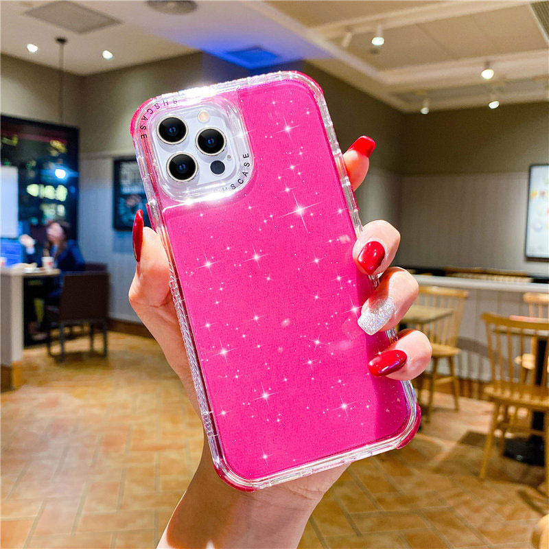Shining Glitter Shockproof Bumper Soft Cover for iPhone 14 Plus 13 Pro Max 12 Mini 11 Pro XS Max 8 Plus Mobile Phone Case