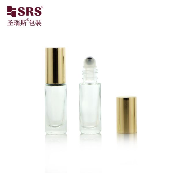 Custom Small Convenient 4ml Cosmetic Essential Oil Perfume Thick-bottomed Glass Roll on Bottle