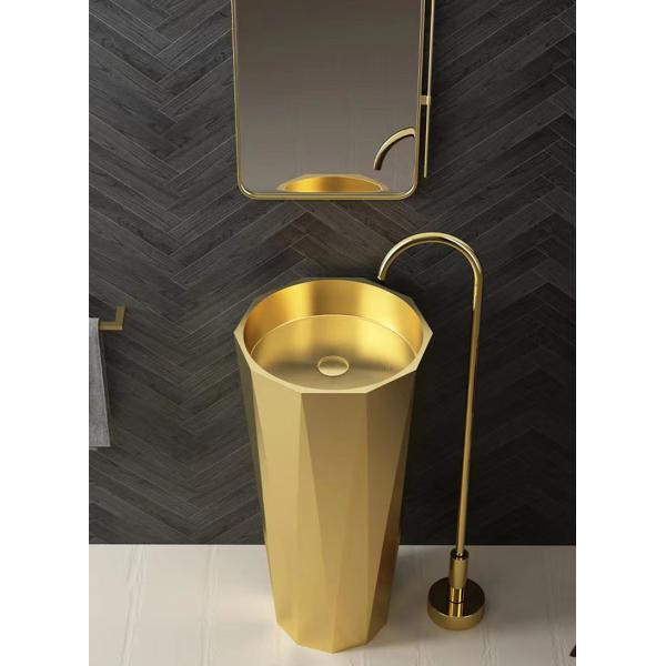 304 Stainless Steel Column Pedestal Sink For Hotel Clubhouse Bathroom