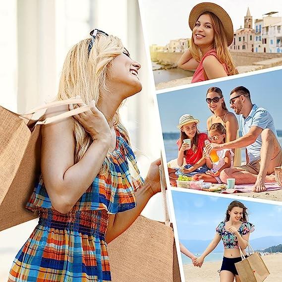 Beach Bag, Large Beach Bag For Women, Woven Straw Beach Tote Bag Waterproof, Weaving Swim Gym Shopping Travel Bag