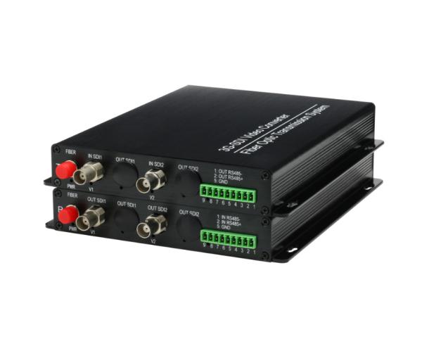 2 channel SDI fiber extender cctv video transmitter and receiver Support SMPTE-292M / SMPTE-259M