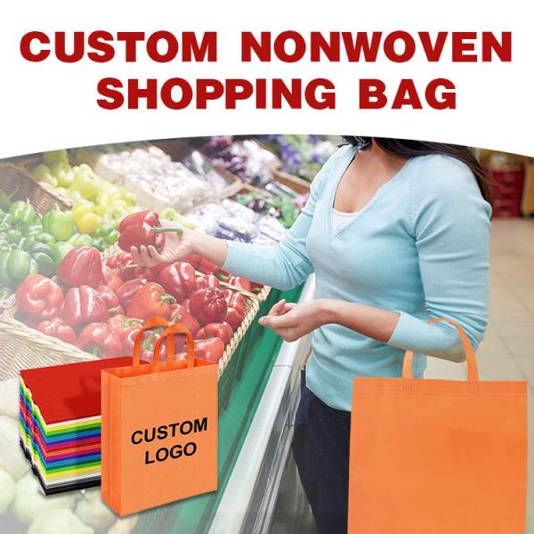 Eco Reusable Tote Custom Plaid Non Woven Shopping Bag with Ultrasonic Technology