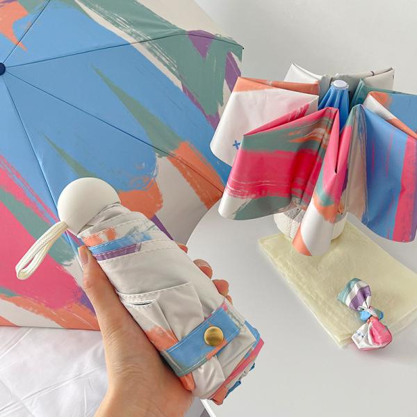 190T Polyester Fabric Material Semi-automatic Paraguas UV Mini Umbrella for Outdoor
