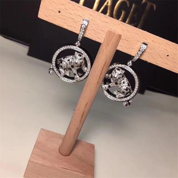 C Earrings full of diamonds leopar  white gold yellow gold rose gold diamond earring  Jewelry factory in Shenzhen, China