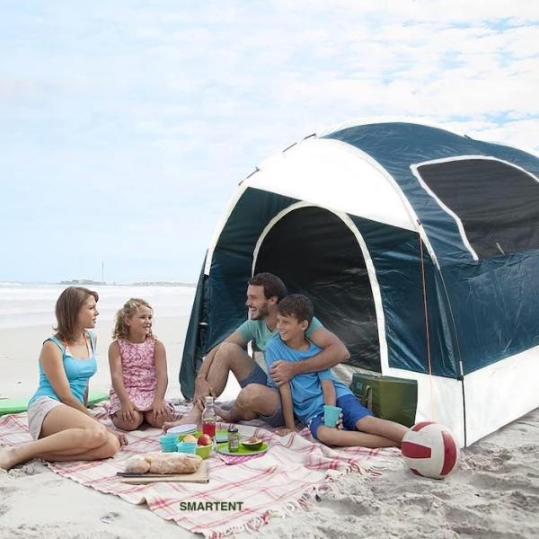 2.44*2.44*2.19M 6 Pessoas azul impermeável revestido de poliéster Car Camping Tent com 2 Windows 4 Temporada Quick Setup