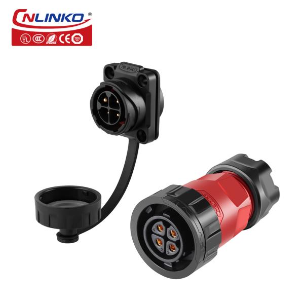 CNLINKO IP68 Waterproof Bulkhead Electrical Bayonet 4 Pin Connector Male Female Industrial Plug and Socket Power Connector
