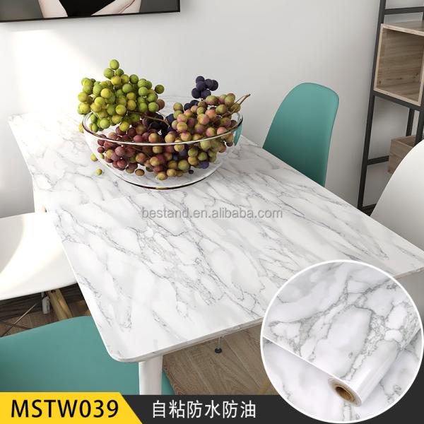 Apartment Cream Marble Effect Wallpaper Bedroom 60cm*10m Moisture Proof