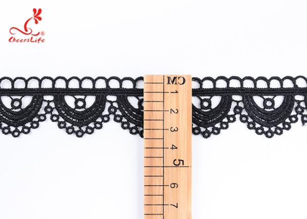 O voile popular durável do fio do leite da qualidade 4 Cm bordou o laço preto oco do bordado para fora para o vestido ocasional