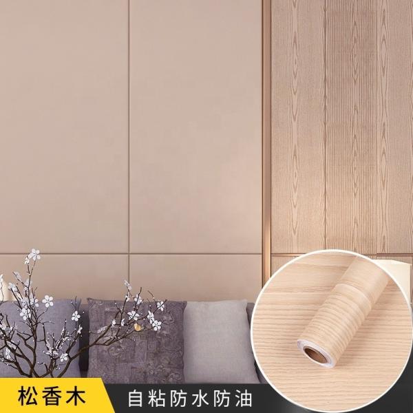 Geometric Pattern Decorative Self Adhesive Vinyl Film Wood Grain Wallpaper for Furniture Cabinet Countertop and Shelf