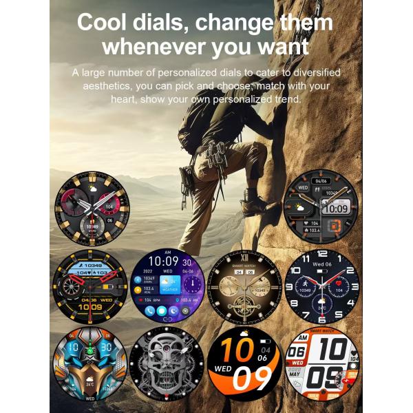 K65 SmartWatch Carga magnética 1.43 pulgadas Smart Watch Presión arterial Oxígeno Frecuencia cardíaca