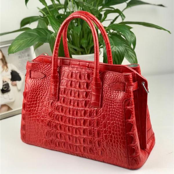 Authentic Crocodile Leather Women Top-handle Handbag Female Large Shoulder Bag Genuine Alligator Skin OL Lady Work Purse