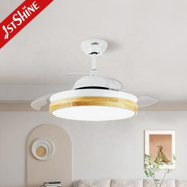 10- 1stshine Contemporâneo Madeira exclusiva Escondida Sem lâmpada de ar LED Iluminação de lâmpada de teto dobrável Luz de ventilador