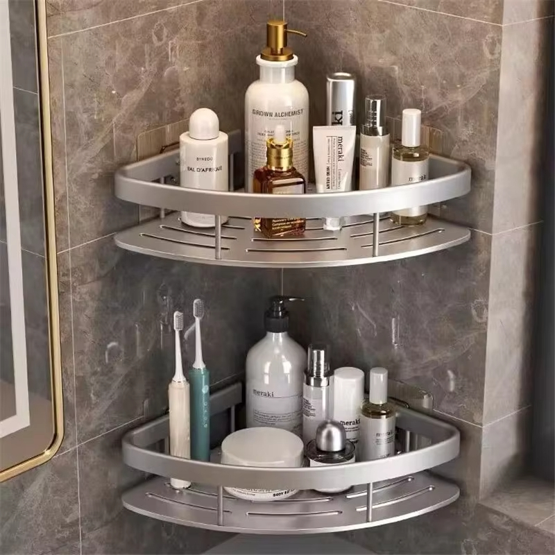 Factory OEM Wall Mounted Aluminum Shelves Floating Storage Rack for Bathroom Storage Kitchen Spice Rack Living Room Decor