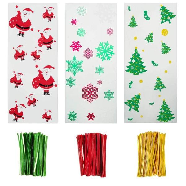OPP Christmas Cellophane Treat Bags/ Candy Cookie Packaging Bags with Twist Ties