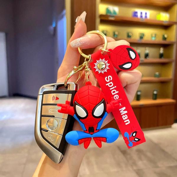 3D silicone desenho animado filme boneca herói homem-aranha homem-aranha chaveira de borracha