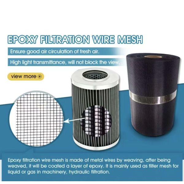 Hydraulic Oil Filter Epoxy Coated Mesh Featuring Mesh Count 18x14 To 12x10 And Durable Epoxy Resin Powder Coating Mesh