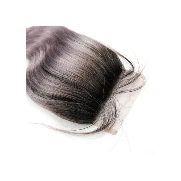 Body Wave Human Hair Lace Closure Grey Color 4 Inch By 4 Inch Lace Size Swiss Lace Free Part