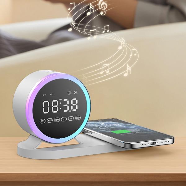 Yes Battery 3 in 1 Wireless Charging Light Alarm Clock Desktop Mobile Phone Magnetic Wireless Charger NO Waterproof Standard