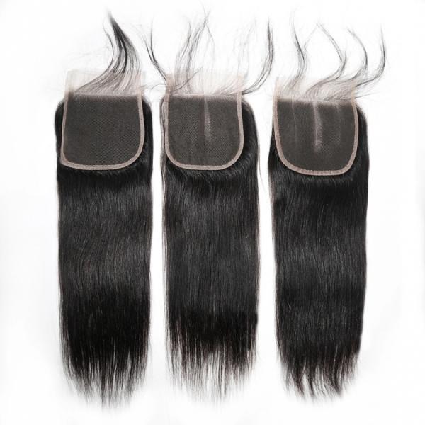 SGS Straight Human Hair Weave / Peruvian Hair Bundles With Closure