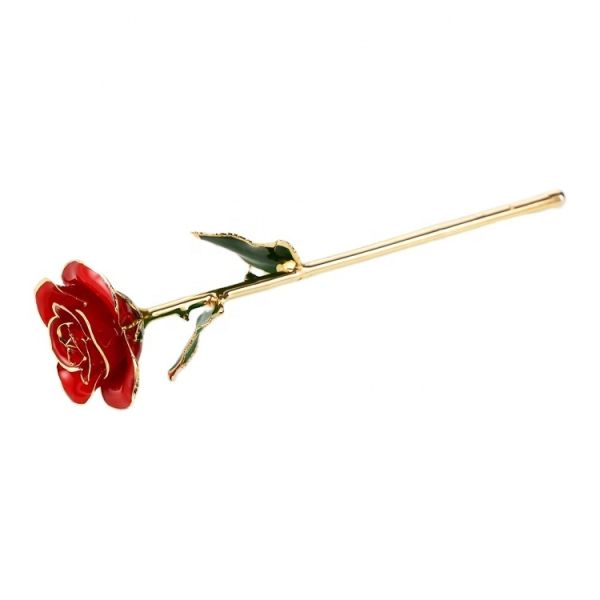 Manufacture Supply 24K Gold Plated Real Preserved Fresh Rose Gold Rose in Wood Christmas Valentine