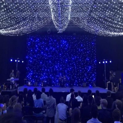 LED Starlight Black Cloth Stage Wedding Backdrop Curtain with LED Backdrop Decoration