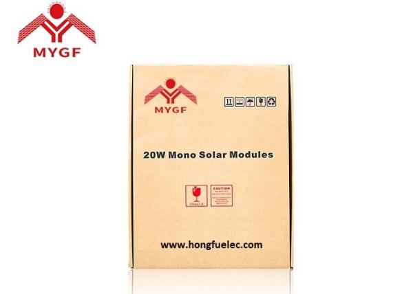 Durable 20 Watt Monocrystalline Solar Panel Silver Black Frame Exterior