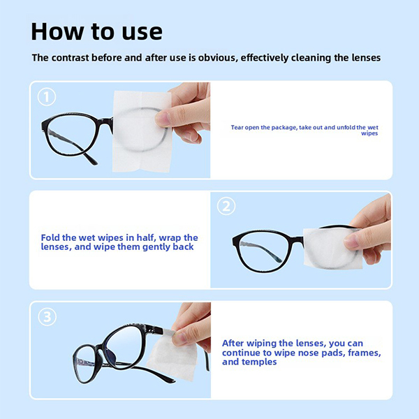 Customized Packaging 6*12cm Lens Wipes for Eyeglass