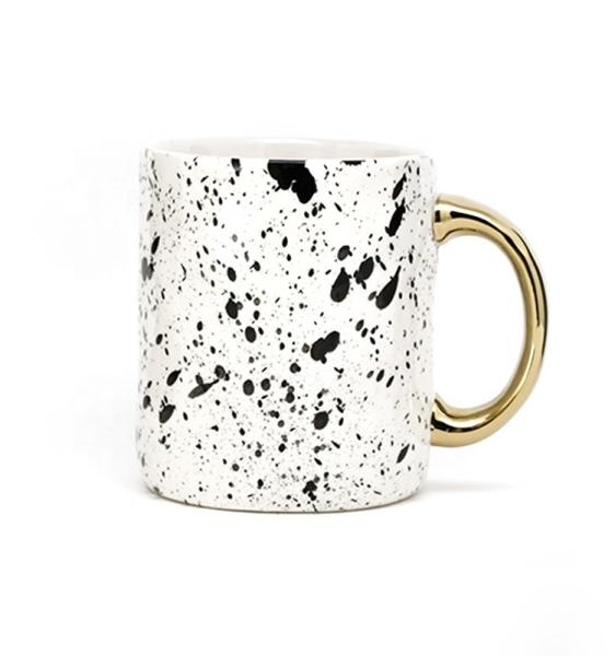 16oz Electroplated White Mug With Gold Handle For Everyday Mugs Personality 5 X 3-3/4 X 4-3/8 Round